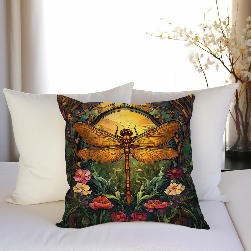YOU FOUND ME William Morris Abstract Vintage Floral Dragonfly Design Throw Pillow Covers Home Decor, Retro Art Deco Pillowcase Cushion Cover for Bed Sofa Living Room, Square 18x18inch (Dragonfly)