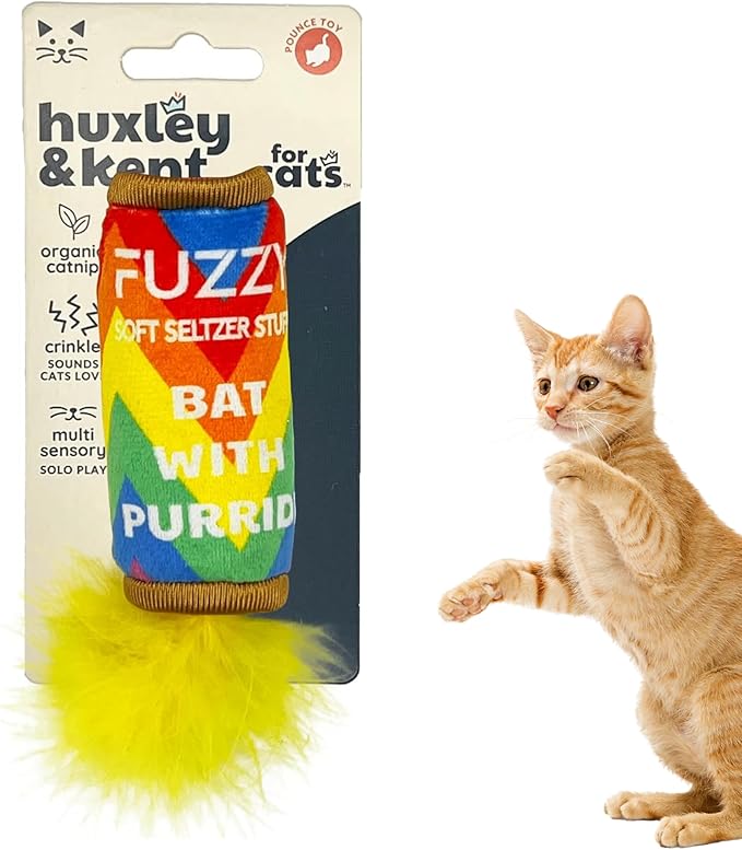 Huxley & Kent Plush Cat Toy | Fuzzy Soft Seltzer | Yappy Hour Rainbow Strong Catnip Filled Cat Toy | Plush Interactive Kitten and Cat Toy with Catnip and Crinkle | Kittybelles