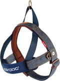 EzyDog Quick Fit Dog Harness – No Pull Harness for Training, Everyday Walking, and Easy Control - Adjustable Fit, Reflective, and Padded (Medium, Denim)