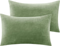BEDELITE Flannel King Size Pillow Cases Set of 2, Super Soft Fleece Pillowcases with Zipper for Bedroom, Sofa, Couch,Luxury Cozy Fuzzy Velvet Pillow Shams for All Seasons(20x36 Inches,Sage Green)