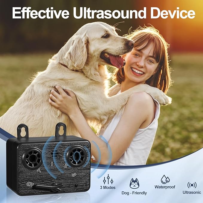 Anti Barking Devices for Dogs, Ultrasonic Dog Bark Control Devices with 3 Modes, 50FT Bark Box Dog Barking Deterrent Devices, Dog Barking Silencer Indoor & Outdoor Safe S