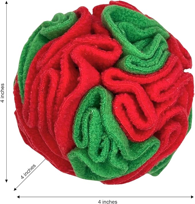 Puppy and Small Breed Snuffle Interactive Foraging Dog Puzzle Ball Toy Christmas Green and Red