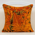 Alerfa 20 x 20 Inch Orange Square Maple Leaf Pillow Embroidery Cut Velvet Cushion Case Luxury Modern Lumbar Throw Pillow Cover Decorative Pillow for Couch Sofa Living Room Bedroom Car