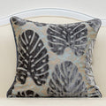 Alerfa 20 x 20 Inch Square Leaf Pillow Embroidery Cut Velvet Cushion Case Luxury Modern Lumbar Throw Pillow Cover Decorative Pillow for Couch Sofa Living Room Bedroom Car, Gray Silver