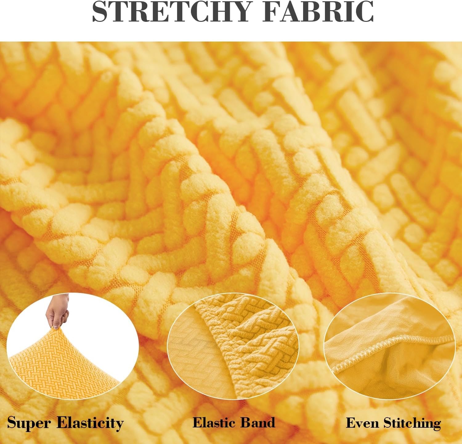 2Pcs Couch Arm Covers, Armrest Cover for Sofa, Sofa Arms Covers Washable Arms with Twist Pins Soft,Skin-Friendly for Pets (Texture Yellow, Armrest Cover)