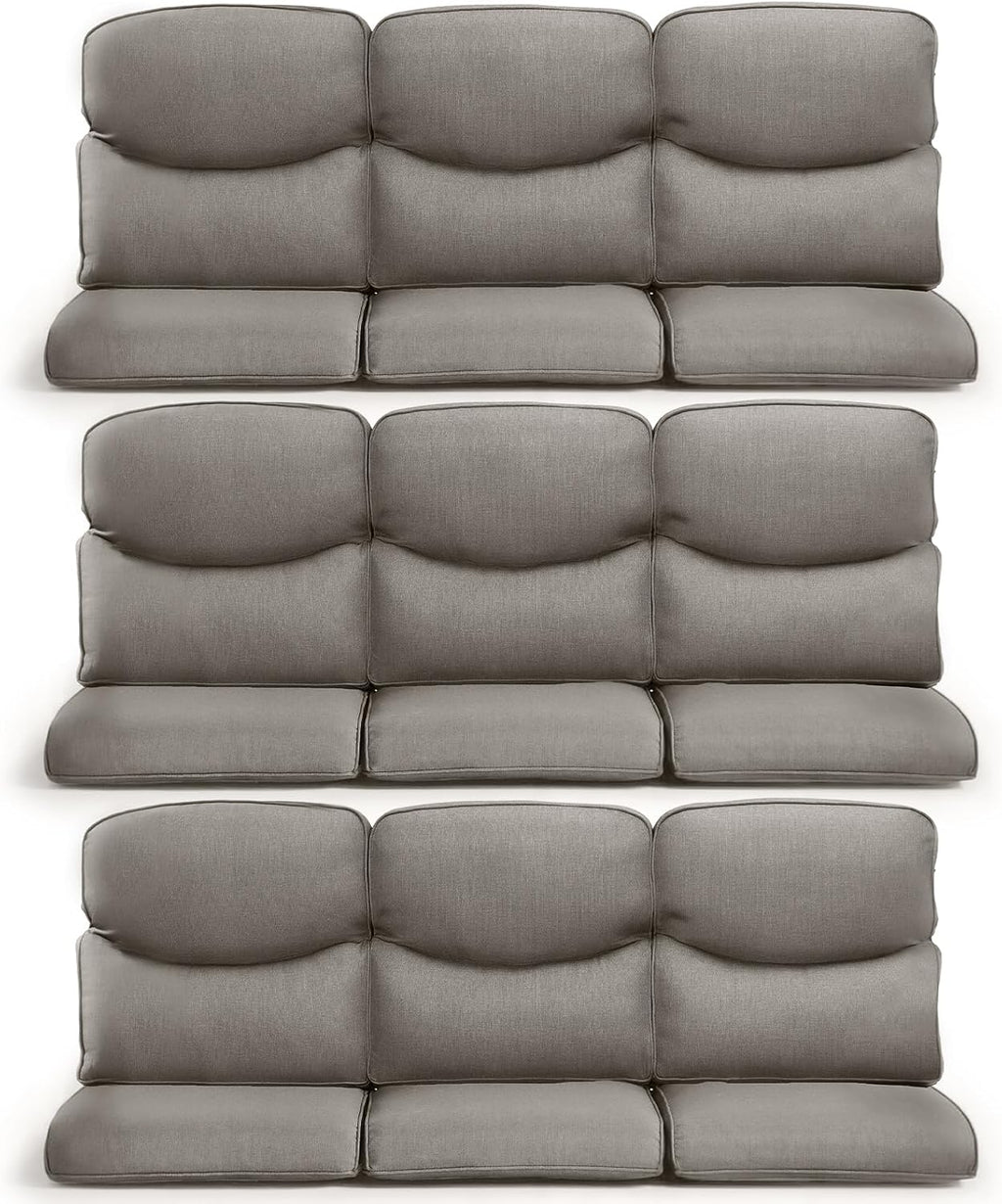 9-Piece Outdoor Patio Cushion Set - Fade & Water Resistant with Removable Olefin Cover, 22x24x4 Inch Memory Foam Cushions for Wicker Sectional Sofa – Grey/Crescent