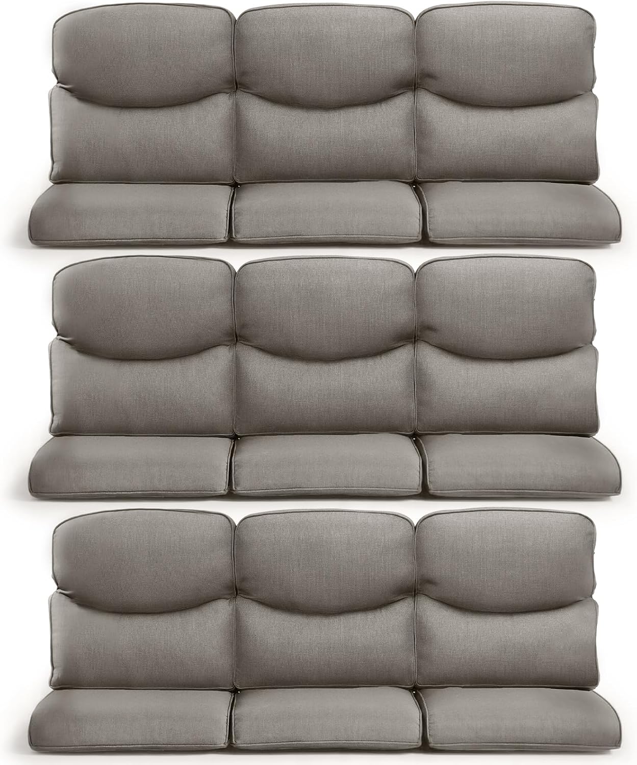 9-Piece Outdoor Patio Cushion Set - Fade & Water Resistant with Removable Olefin Cover, 22x24x4 Inch Memory Foam Cushions for Wicker Sectional Sofa – Grey/Crescent