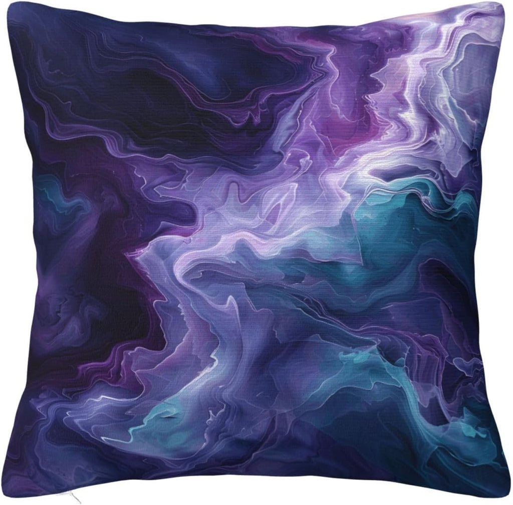Purple Teal Turquoise Galaxy Nebulous 20x20 inches Throw Pillow Covers Cozy Square Pillowcases Home Decor for Bed Couch Sofa Office Living Room Cushion Covers