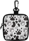KEIAHUAN Paw Print Zipper Dog Treat Pouch for Pet Walking and Training with Clasp Portable Snack Reward Dog Food Dispenser for Traveling or Outdoor Use, Black Grey