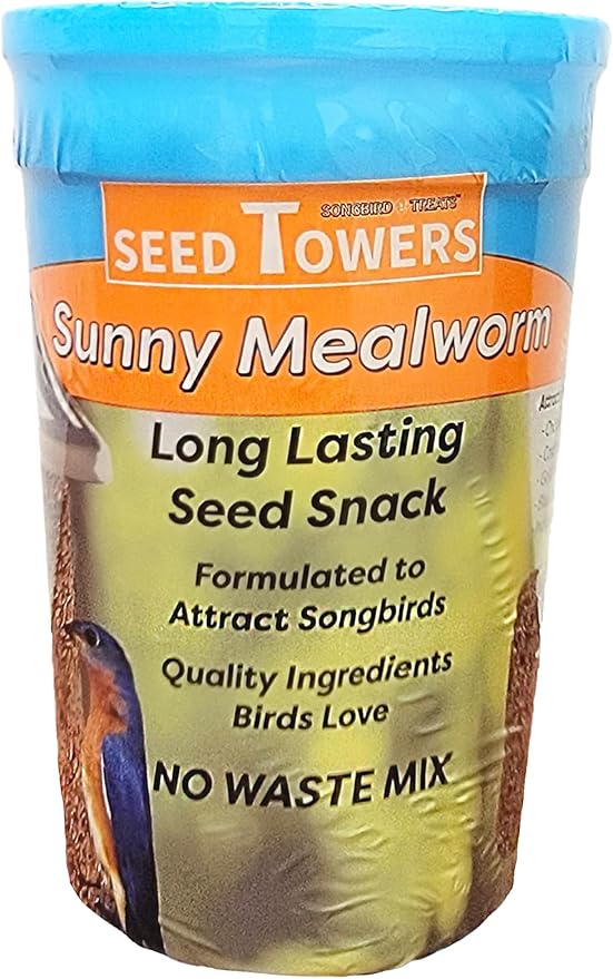 Songbird Treats Seed Tower 2 Packs | Bundle of 2 | 1.5-2 lb Seed Log Towers for Wild Birds (Sunny Mealworm)