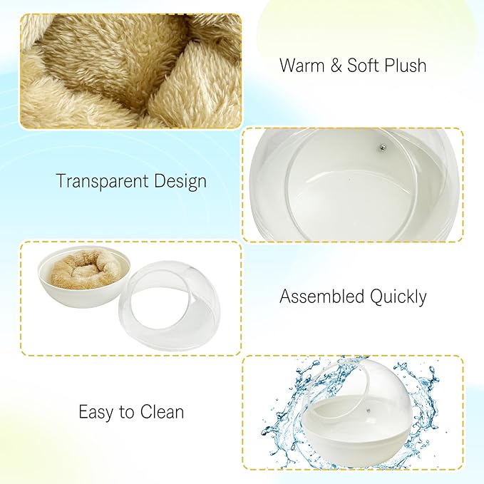 kathson Plastic Bird Nest Chewproof Small Bed with mat Hanging House Hut Bird Cage Breeding Hatching Nest Washable Parakeet Nest for Parrot Budgie Love Bird Canary (White)