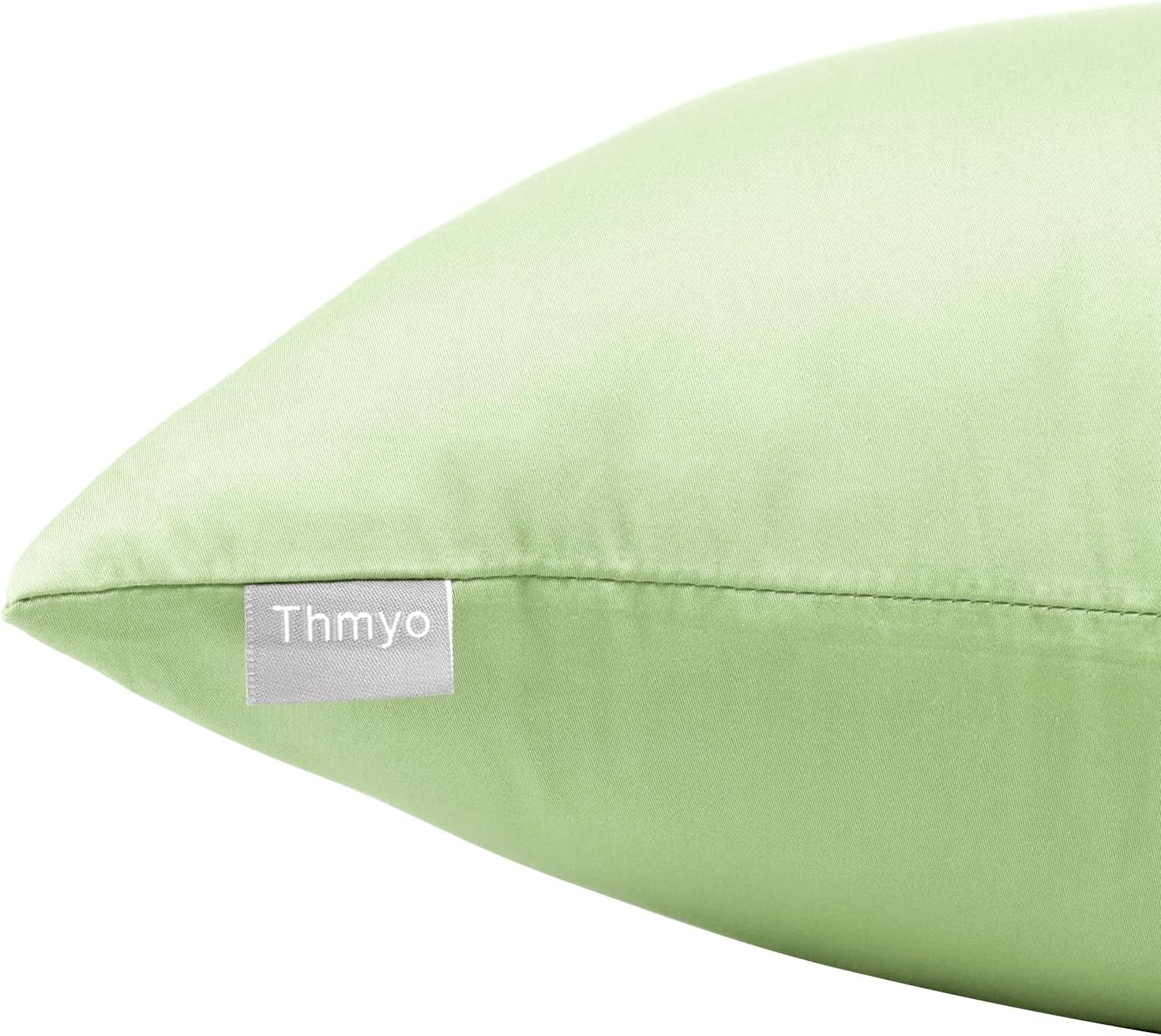 Thmyo 4-Pack 100% Cotton Comfortable Solid Decorative Throw Pillow Case Square Cushion Cover Pillowcase Sublimation Blank Pillow Covers(18x18 inch/ 45x45cm, Light Pea Green)