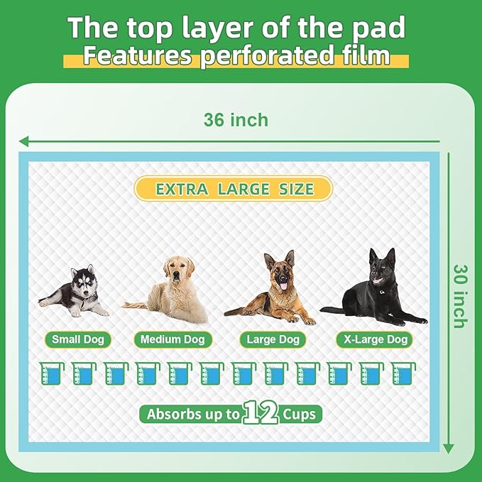 Dog Pads Extra Large 30"x36", 30-Count XXL Puppy Pads, Super Absorbent Pee Pads for Dogs, Disposable Bed Pads for Doggies, Puppies, Thicker X-Large Incontinence Pads for Dogs, Cats, Rabbits