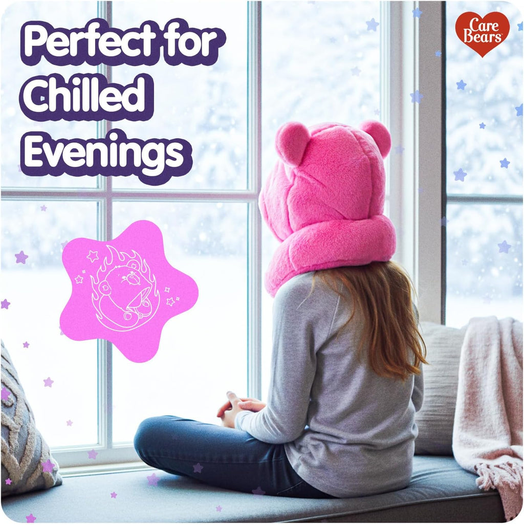 Care Bears - Cheer Bear Snuggle Hood, Travel Pillow with Hood, Soft Plush Neck Support, Lightweight, Comfortable and Breathable, Airplane, Care and Train Travel - Pink