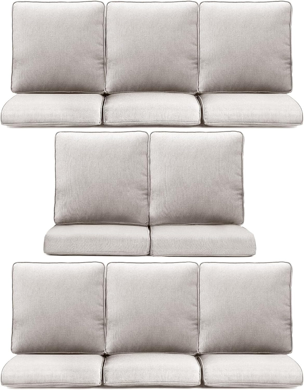 8-Piece Outdoor Patio Cushion Set - Fade & Water Resistant with Removable Olefin Cover, 22x24x4 Inch Memory Foam Cushions for Wicker Sectional Sofa – Beige/Regular