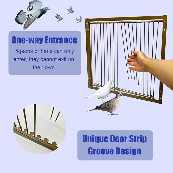 15" H Chicken Pigeon Trap Cage Birdcage Small Animal Trap Cage with Escape-Proof Design for Bird Turkey Duck Dove (23.6" L x 15.7" W x 15.7" H)