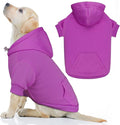 Dog Hoodie Dog Sweaters for Large Dogs Pet Sweater Solid Soft Brushed Fleece Pet Clothes Hoodie Sweatshirt with Pocket(Purple-L)
