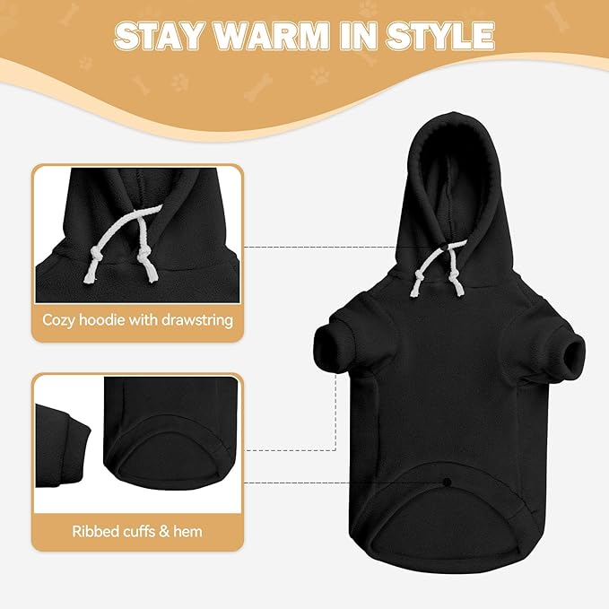 Dog Sweaters for Large Dogs,Extra-Large Dog Hoodie,Warm Fleece Sweatshirt with Hood & Pocket,Leash Hole,Cozy Cold Weather Pet Clothes Sweater Hoodie for Large Dogs(Black,XXL)