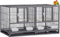 Combo Breeding Stacker Center Divided Breeder Bird Flight Double Rolling Cage with Side Breeding Nest Door (Black Vein, Single Stack Without Stand)