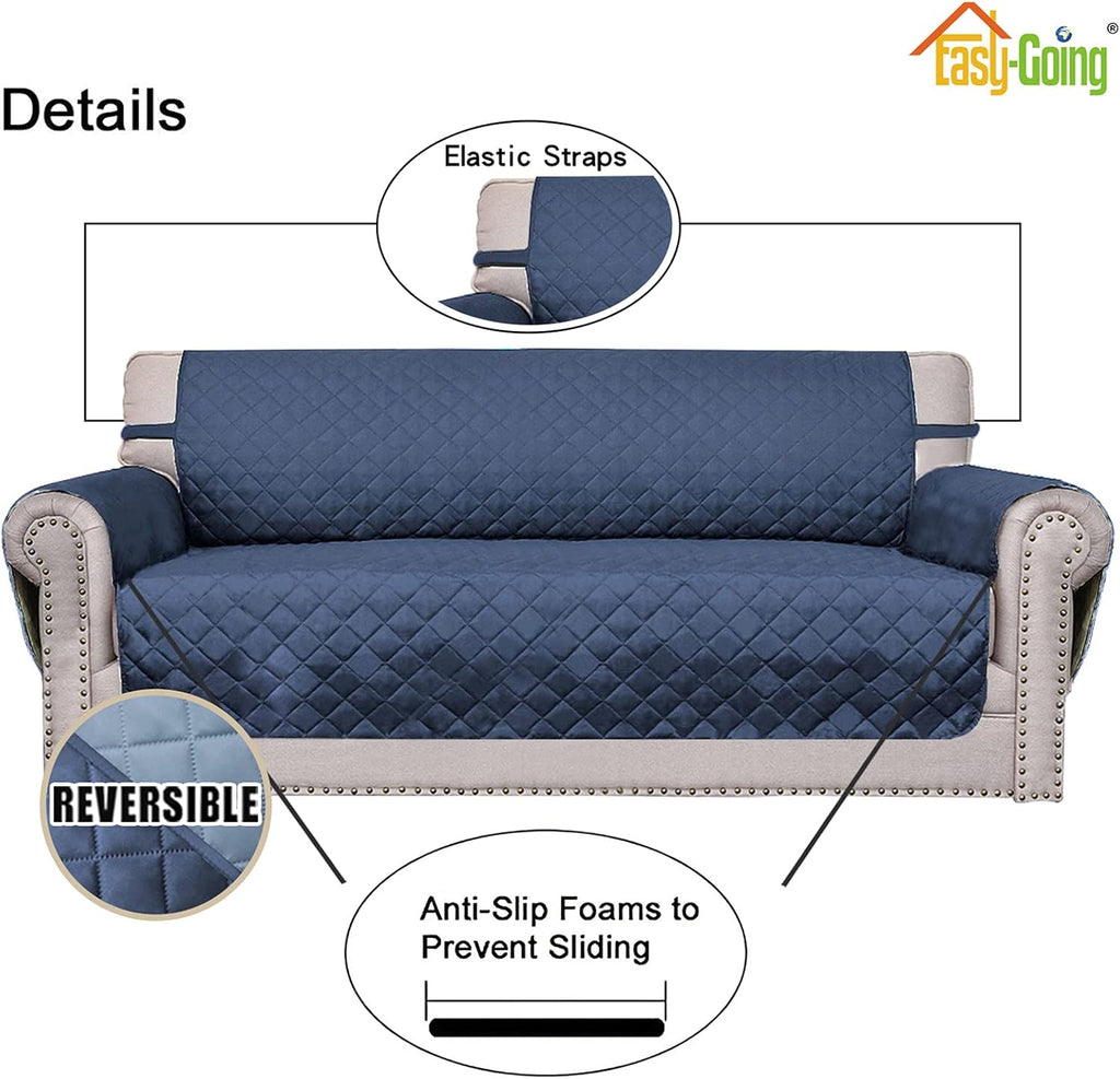 Easy-Going Oversized Chair Sofa Slipcover Reversible Sofa Cover Water Resistant Couch Cover Furniture Protector Cover with Elastic Straps for Pets Dog (Oversized Chair, Dark Blue/Light Blue)