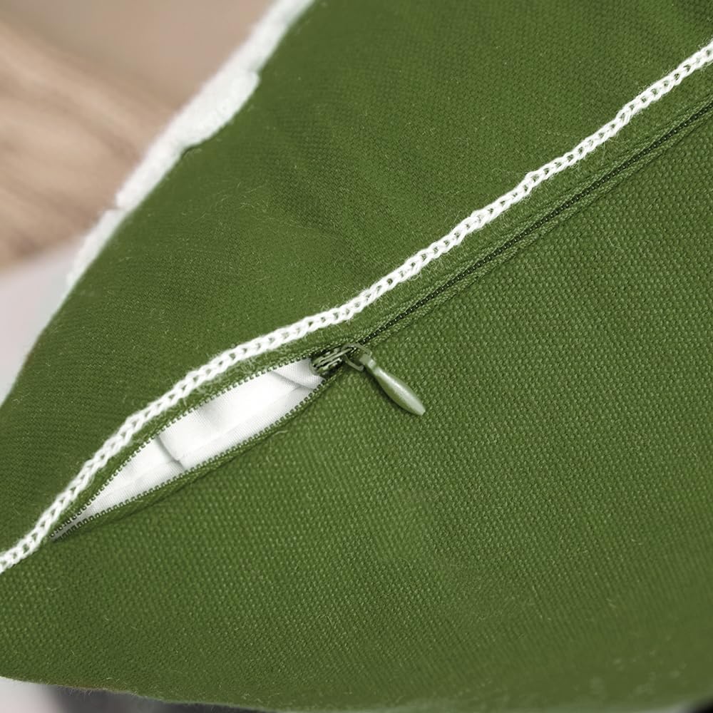 MIULEE Pack of 2 Christmas Decorative Snowflake Throw Pillow Covers Canvas Embroidery Winter Cushion Cases Holiday Decor Soft Pillowcases for Winter Couch Sofa Bedroom Car（Army Green, 20x20in）