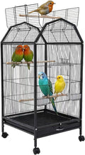 39.9'' Iron Parakeet Bird Cage, Pet Bird Flight Cages with Rolling Stand for Conures Lovebirds Cockatiels Finches Parrot Pet House, Small to Medium Birds