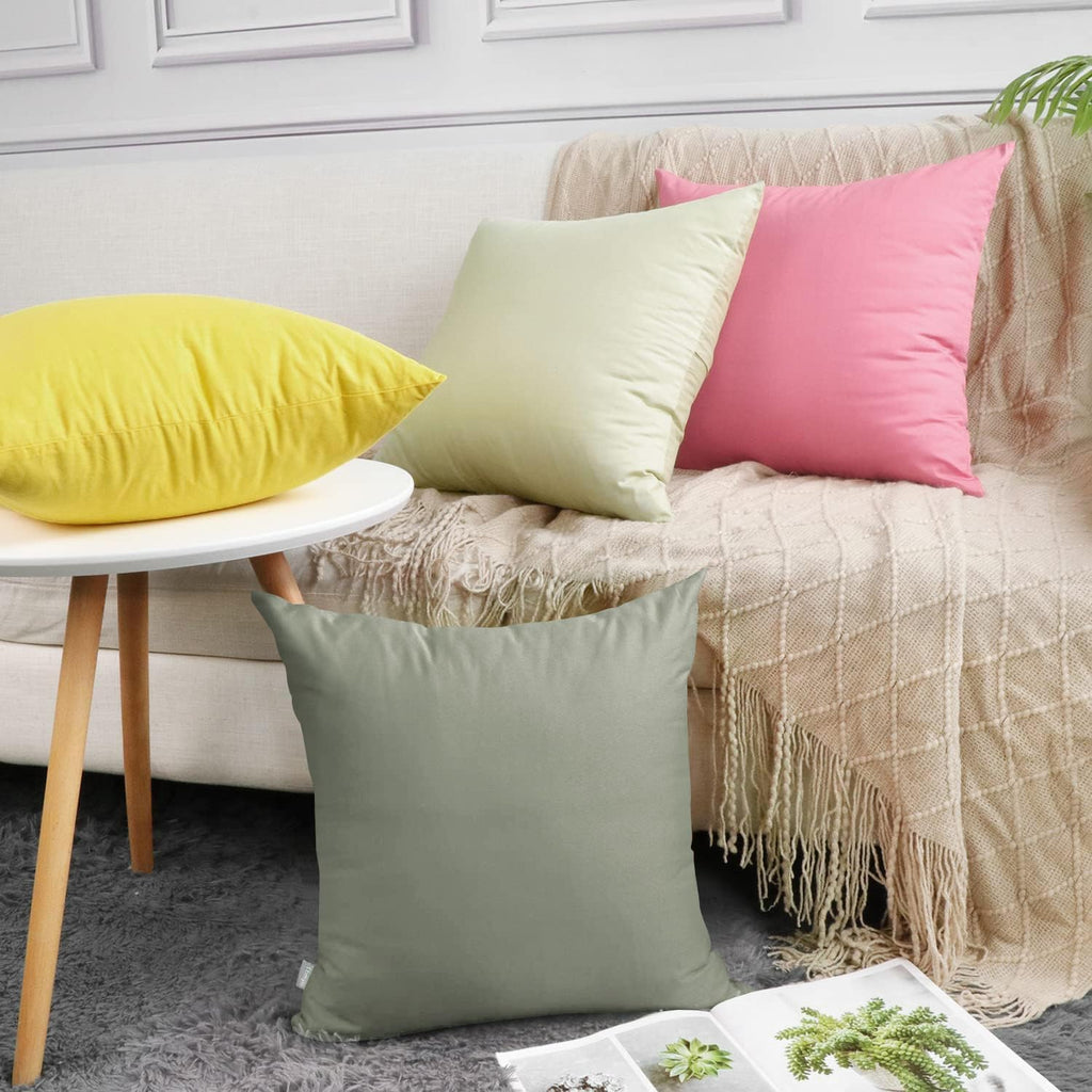 4-Pack 100% Cotton Comfortable Solid Decorative Throw Pillow Case,Thmyo Square Cushion Cover Pillowcase Sublimation Blank Pillow Covers DIY Throw Pillowcase for Sofa Bedroom(24x24 inch/ 60x60cm,Grey)