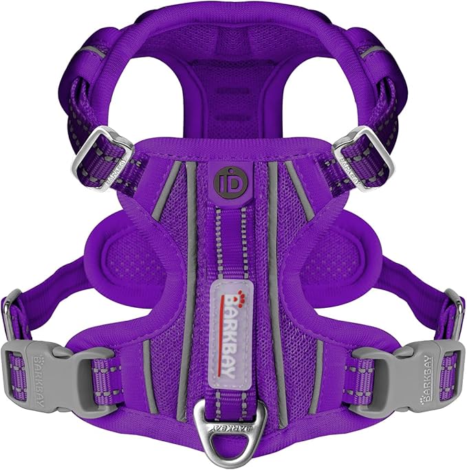 BARKBAY Dog Harness No Pull with ID Tag Pocket - Heavy Duty, Reflective, Easy Control for Small Dogs(Purple,S)