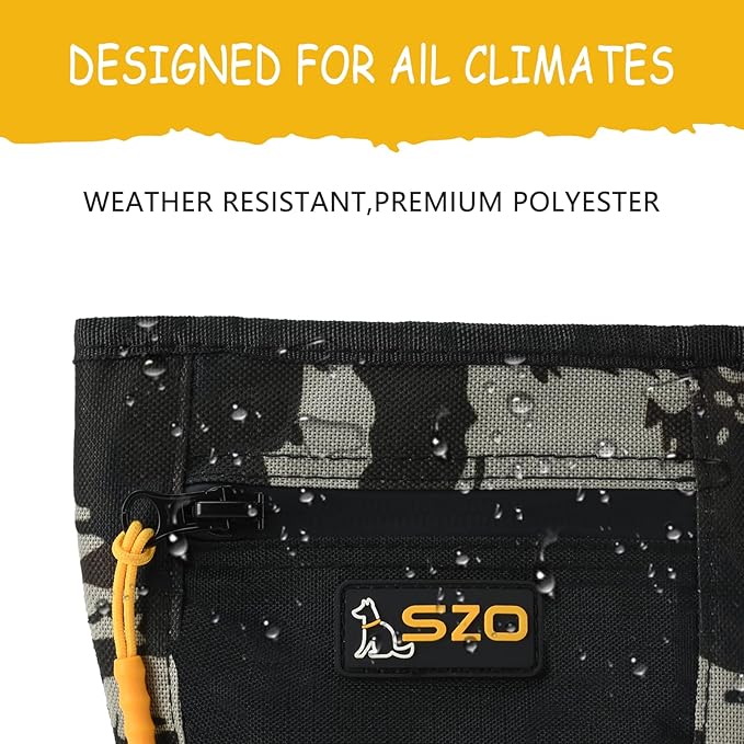 SZO Dog Treat Pouch with Pet Training Clicker, Dog Training Treat Pouch with Waist Belt Clip, Magnetic Closure, Hands-Free Training - Camo