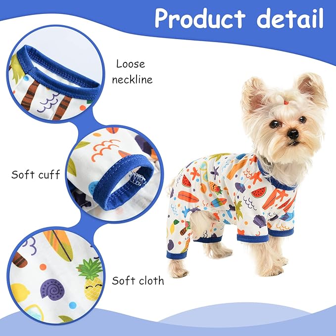 Dog Clothes for Small Dogs Boy Girl, Dog Pajamas Tiny Chihuahua Yorkie Spring Summer Shirt, Cute Puppy Outfit Pjs Jumpsuit Cat Onesie Apparel Pet Clothes