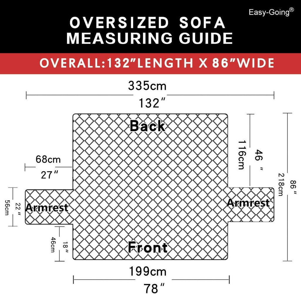 Easy-Going Reversible Oversized Couch Cover for 3 Cushion Couch Sofa Cover for Dogs Water Resistant Furniture Protector Cover with Foam Sticks for Pet (Oversized Sofa, Chocolate/Beige)