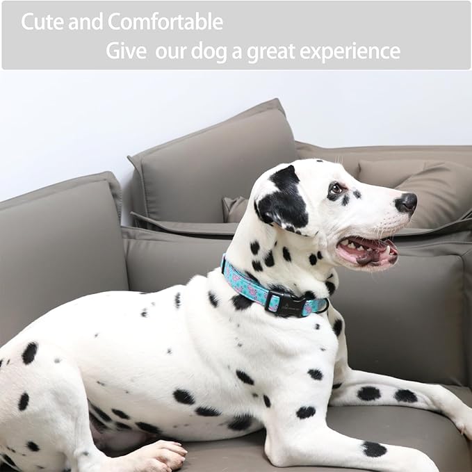 ARING PET Flamingo Dog Collar-Cute Cotton Medium Dog Collars, Adjustable Lightweight Summer Pet Collars for Small Medium Large Boy and Girl Dogs, Medium