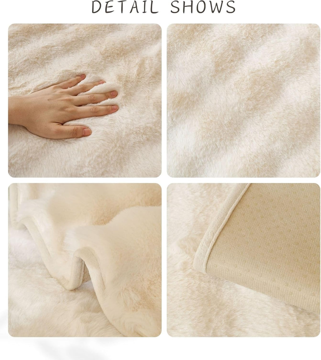 Faux Fur Couch Cover Fuzzy Soft Plush Thick Bubble Sofa Cover Luxury Sectional Couch Covers Luxury Anti-Slip Sofa Slipcover Washable Furniture Protector (Ivory,36"x47")