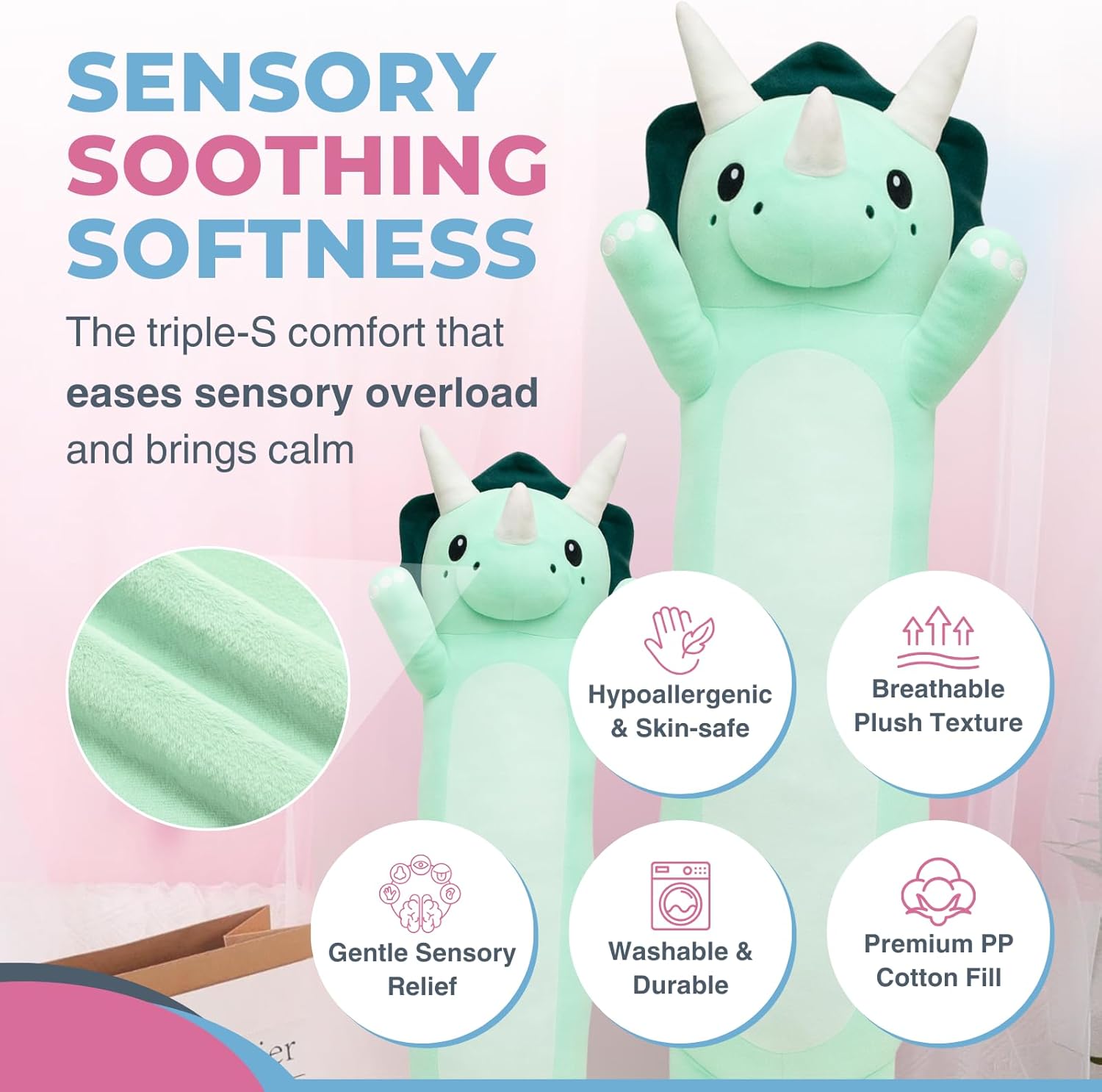 Plush Body Pillow for Kids | Long Stuffed Animal Cuddle Pillow | Soft Hugging Toy | Plushie Gift for Girls & Boys | Long Plush Body Pillow for Sleep & Comfort | Small, 90 CM