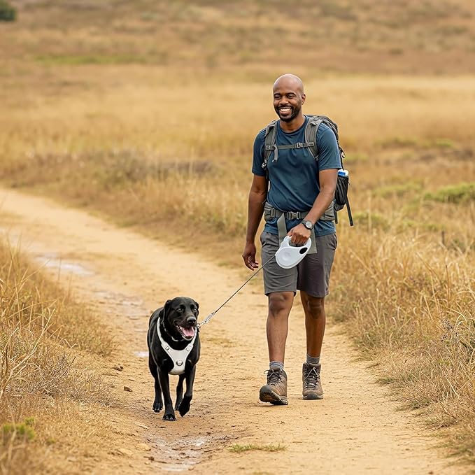 TUG Dog Harness with 2 Leash Connection Points | Adjustable, Padded, Lightweight | Handle on Back | No-Pull Front Clip (Large, Black)