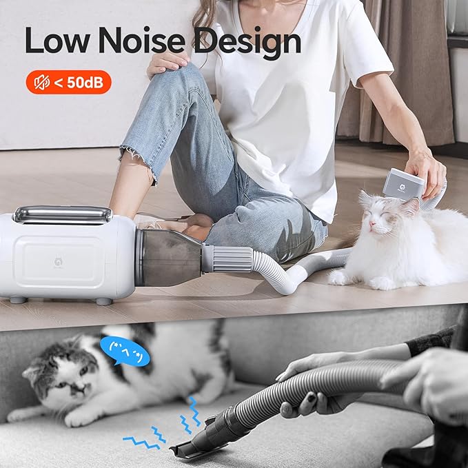 6-in-1 Pet Grooming Kit with Vacuum – 2024 iF Design Award Winner, Quiet Clipper & Ionic Dryer, 13.3kPa Suction, LED Touchscreen – for Dogs & Cats at Home