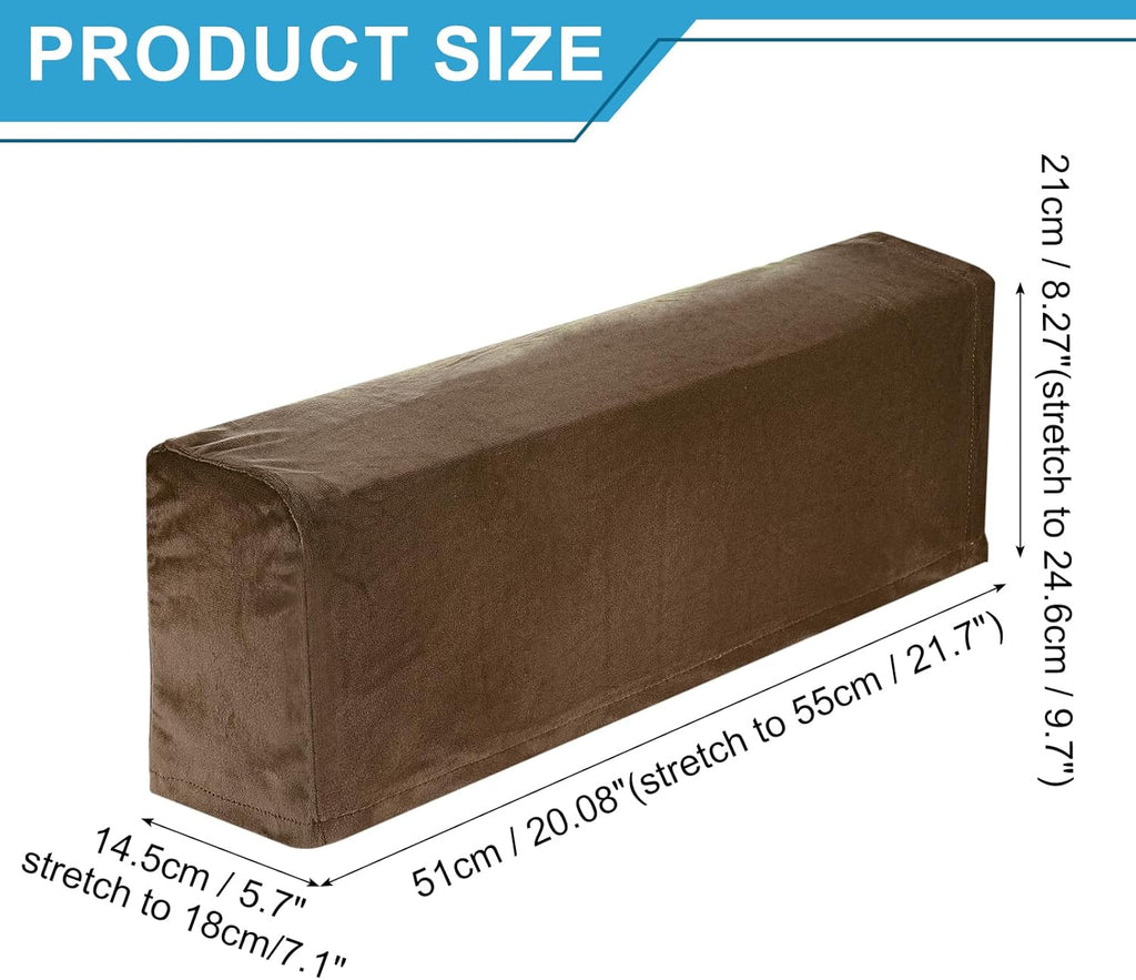 uxcell 2Pcs Stretch Armrest Covers, Polyester Soft Armchair Slipcovers Couch Recliner Arm Cover for Chair Sofa Protector, Coffee