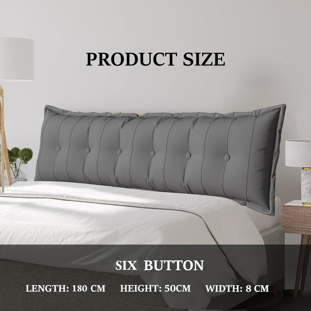 Large Bolster Reading Pillow Queen Backrest Positioning Support Pillow Daybed Cushion Headboard Pillows for Bed Bunk Sofa with Removable Cover, Grey, 59x3x20 Inch