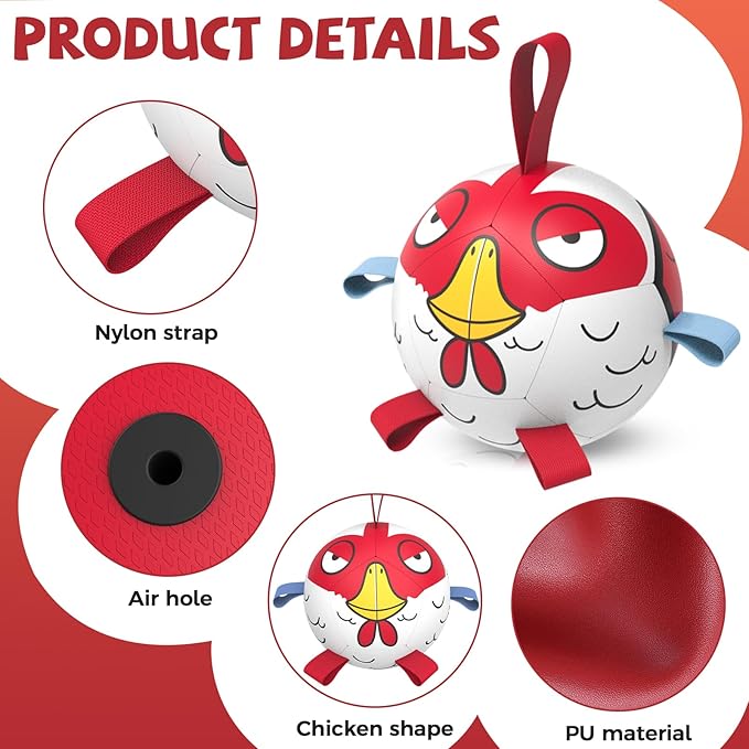 QDAN Dog Toy Balls: Pet Training Soccer Ball Dog Toy with Straps- Puppy Extra Small Dog Balls Beach Pool, Dogs Herding Ball, (5 Inch)