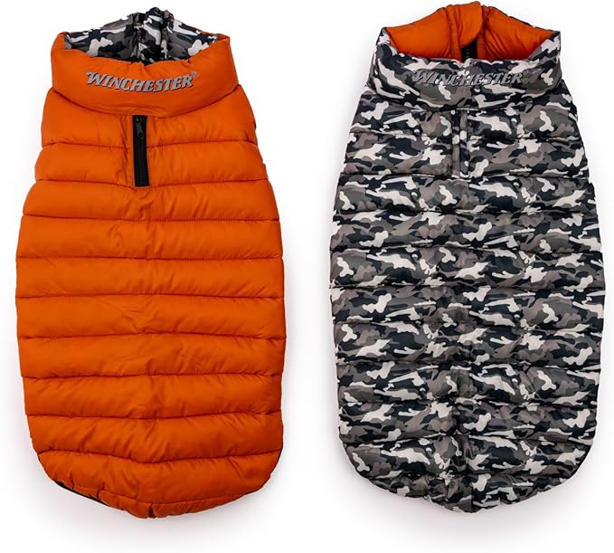 Winchester Pet Premium Reversible Dog Puffer Vest, Black, XXL