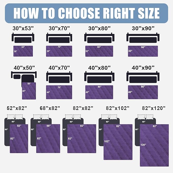 Smiry Waterproof Dog Bed Cover Pet Blanket, Soft Washable Dog Blanket for Furniture Bed Couch Sofa Reversible, Checkered (68"x82", Purple/Purple)