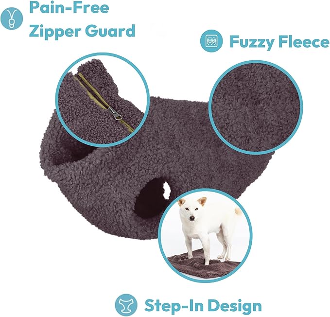 Gooby Sherpa Vest Dog Sweater - Stone Blue, X-Small - Warm Fuzzy Fleece Step in Dog Jacket Without Ring Leash for Small to Medium Dogs