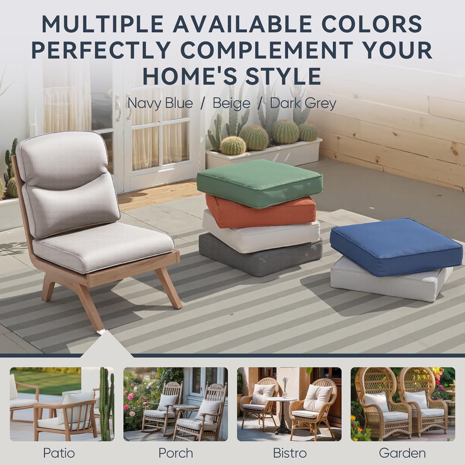 8-Piece Outdoor Patio Cushion Set - Fade & Water Resistant with Removable Olefin Cover, 22x24x4 Inch Memory Foam Cushions for Wicker Sectional Sofa – Beige/Crescent