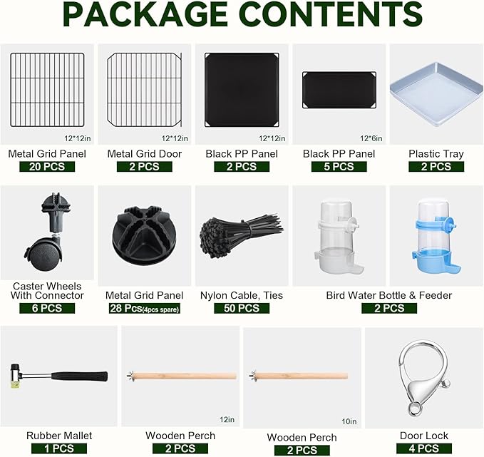 46-Inch Bird Cage, with Wooden Perches, Metal Parakeet Cage with Slide-Out Tray, Water Bottle & Feeder, Bird Cages for Parrot, Parakeets, Cockatiel, Lovebird, Pigeon and Small Mid-Sized Birds