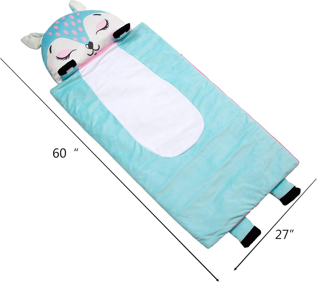 Kid's Nap Buddies Character Preschool Nap Mat, Toddler Sleeping Bag with Pillow for Daycare, Ages 3+