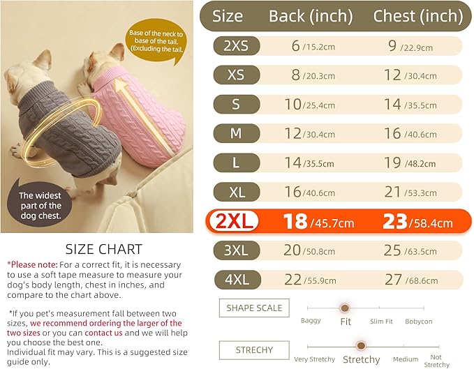 2 Pack Dog Sweaters for Small Dogs - Puppy Medium Warm Clothes in Winter, Turtleneck Pullover Design for Boy Girl Pet, Doggie, Cat, Kitten Chihuahua Bulldog Pug Beagles (2XL, Red, Beige)