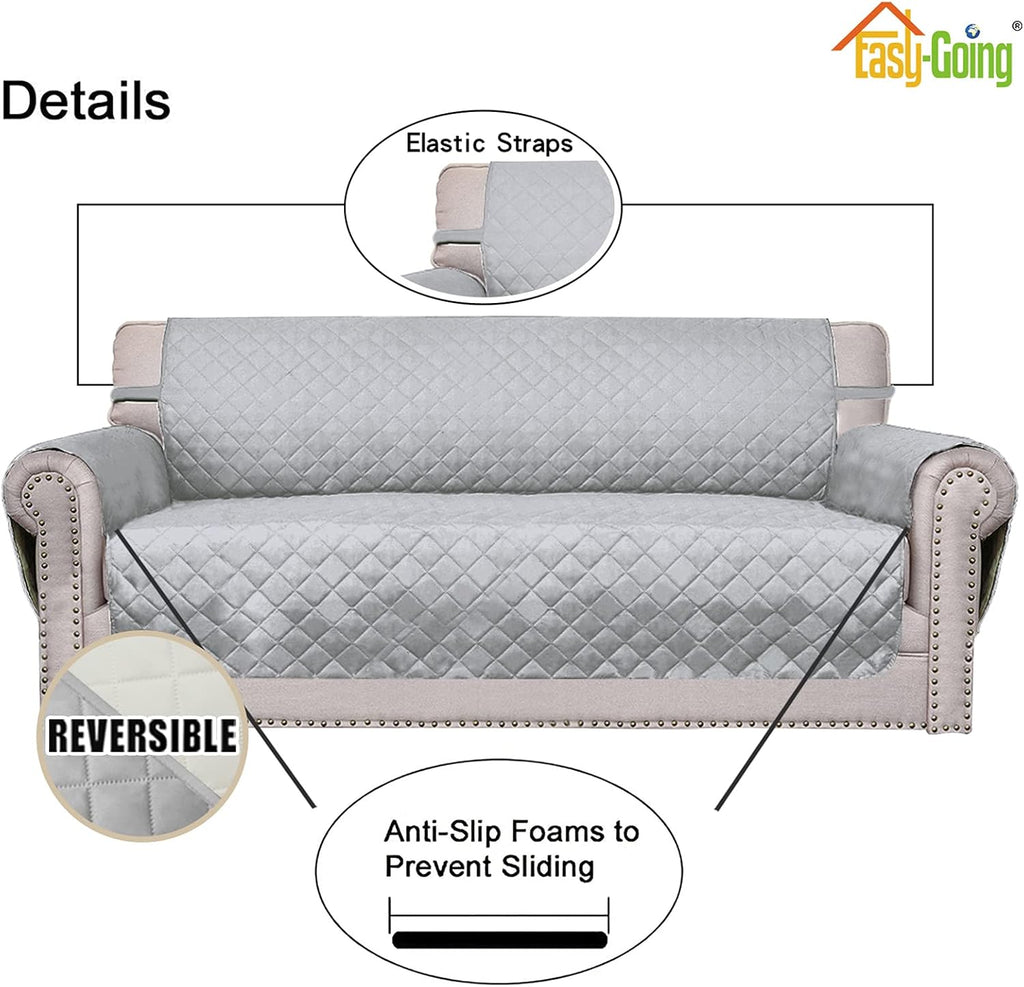 Easy-Going Oversized Chair Sofa Slipcover Reversible Sofa Cover Water Resistant Couch Cover Furniture Protector Cover with Elastic Straps for Pets Dog (Oversized Chair, Light Gray/Ivory)