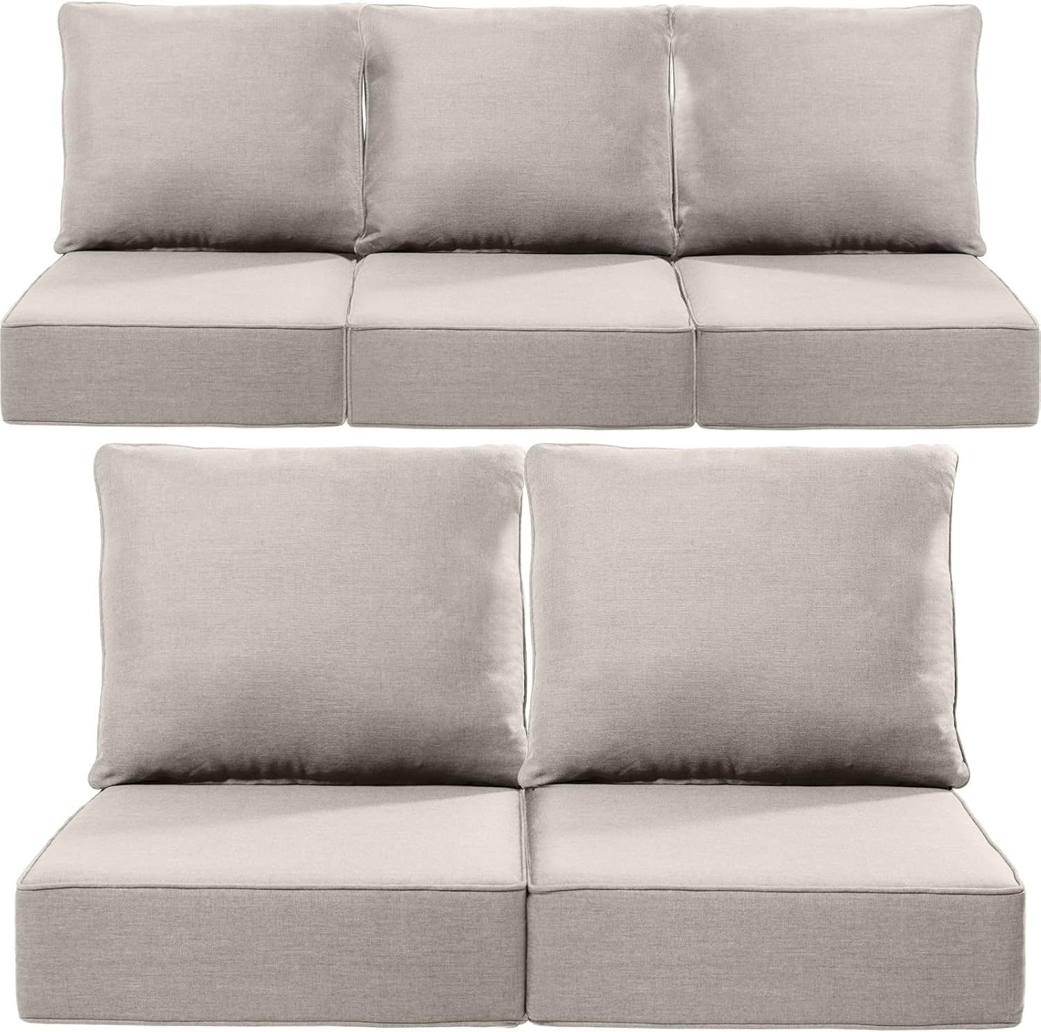 Luxury 24x24x6 Inch Outdoor Cushions for 5 Peice Patio Furniture Set - Set of 5 Water-Resistant Pillow for Dining Rocking Swivel Chairs Loveseat Couch Sectional Sofa - Beige