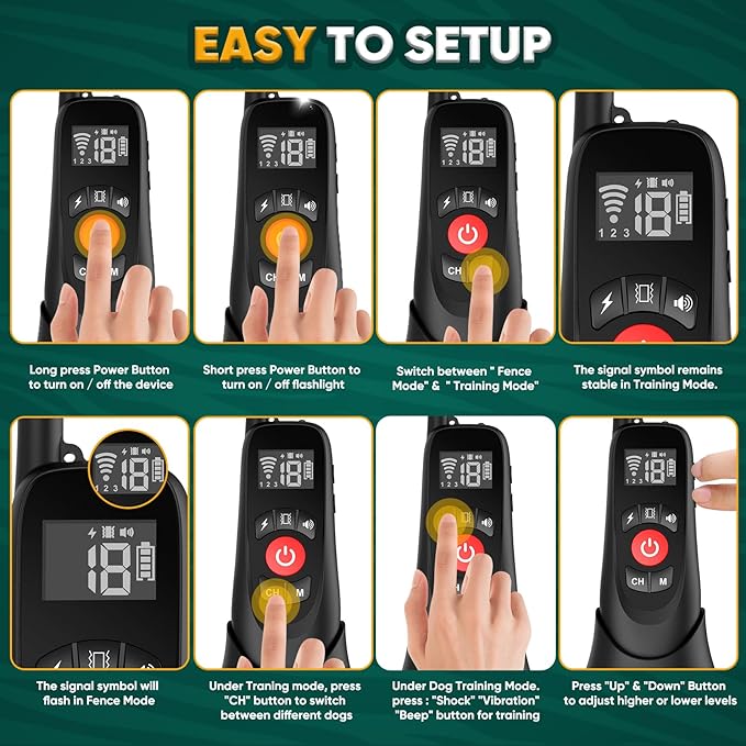 Wireless Dog Fence, Portable Electric Fence for Dogs with Remote Training Collar, Magnetic Charging Base, Outdoor Pet Containmen System for Yards, Adjustable for Medium Large Dogs