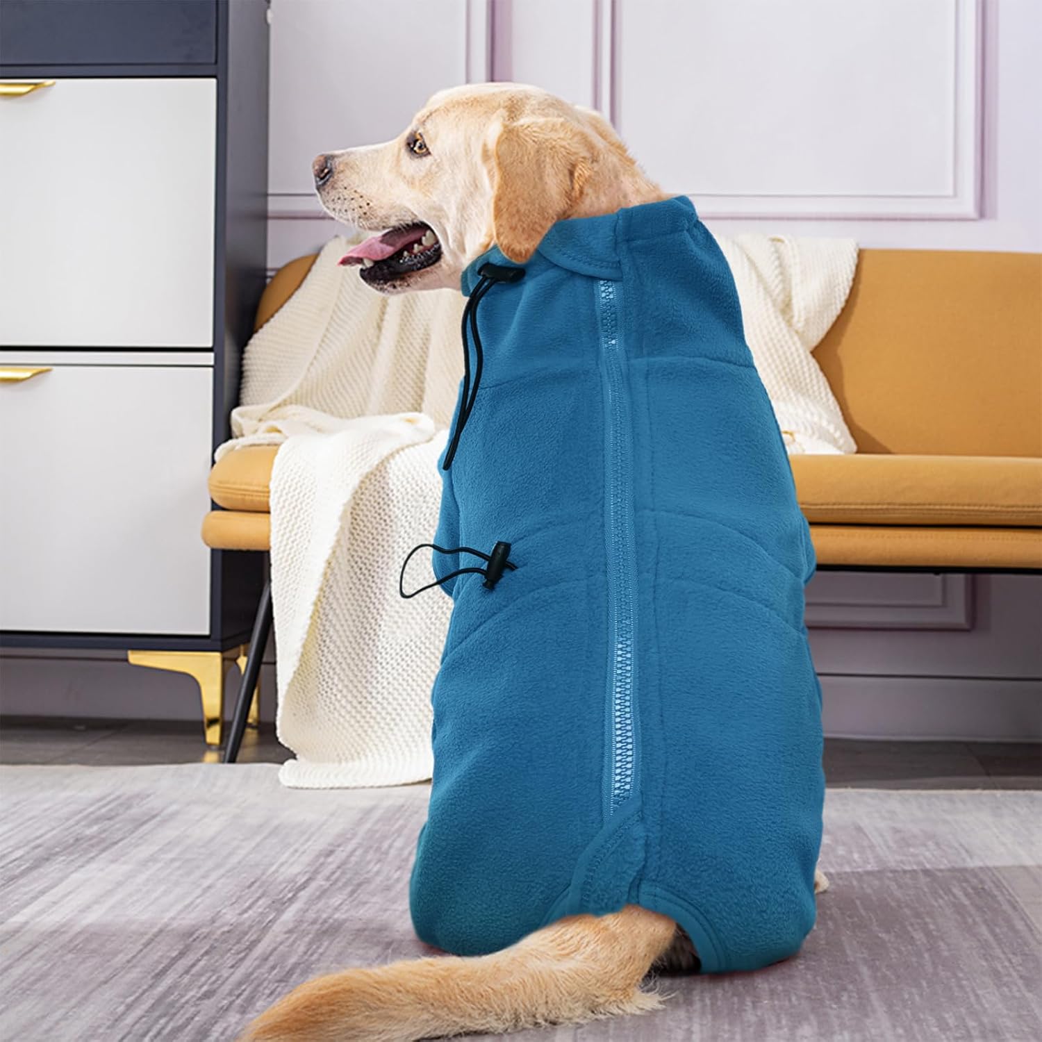 ROZKITCH Dog Winter Coat Soft Fleece Pullover Pajamas, Pet Windproof Warm Cold Weather Jacket Vest Cozy Jumpsuit Apparel Outfit Clothes for Small Medium Large Dog Walking Sleep 2XS